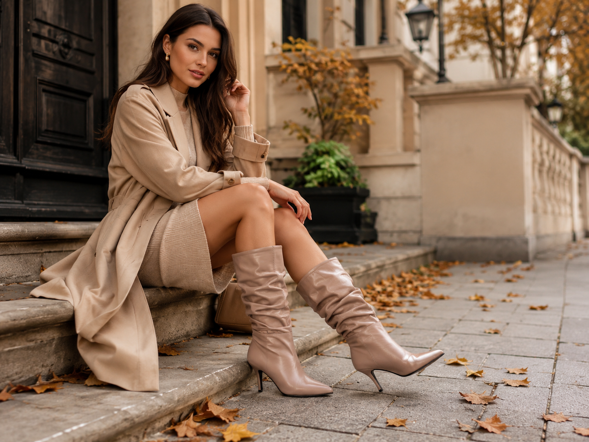 Cizme din piele naturală pentru damă, ținută de toamnă, model Passofino