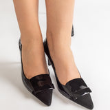 Pantofi Dama Eleganti Duchesse Toc Stiletto, Negru