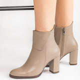 Ghete Dama Chic Elegance Taupe cu Design Asimetric
