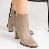 Ghete Dama Chic Elegance Taupe cu Design Asimetric