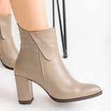 Ghete Dama Chic Elegance Taupe cu Design Asimetric