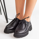 Pantofi Oxford Chunky Negri din Piele Neagra