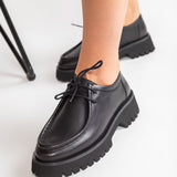 Pantofi Oxford Chunky Negri din Piele Neagra