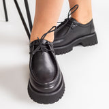 Pantofi Oxford Chunky Negri din Piele Neagra