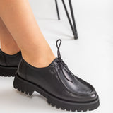 Pantofi Oxford Chunky Negri din Piele Neagra
