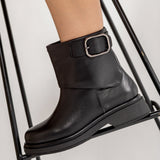 Ghete Piele Naturala Rebel Chic Negru