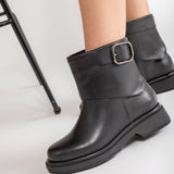 Ghete Piele Naturala Rebel Chic Negru