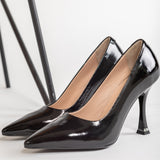 Pantofi Stiletto Aura din Piele Lacuita Neagra