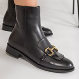 Ghete Elegante din Piele 'Monogram Buckle'