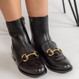 Ghete Elegante din Piele 'Monogram Buckle'