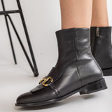 Ghete Elegante din Piele 'Monogram Buckle'