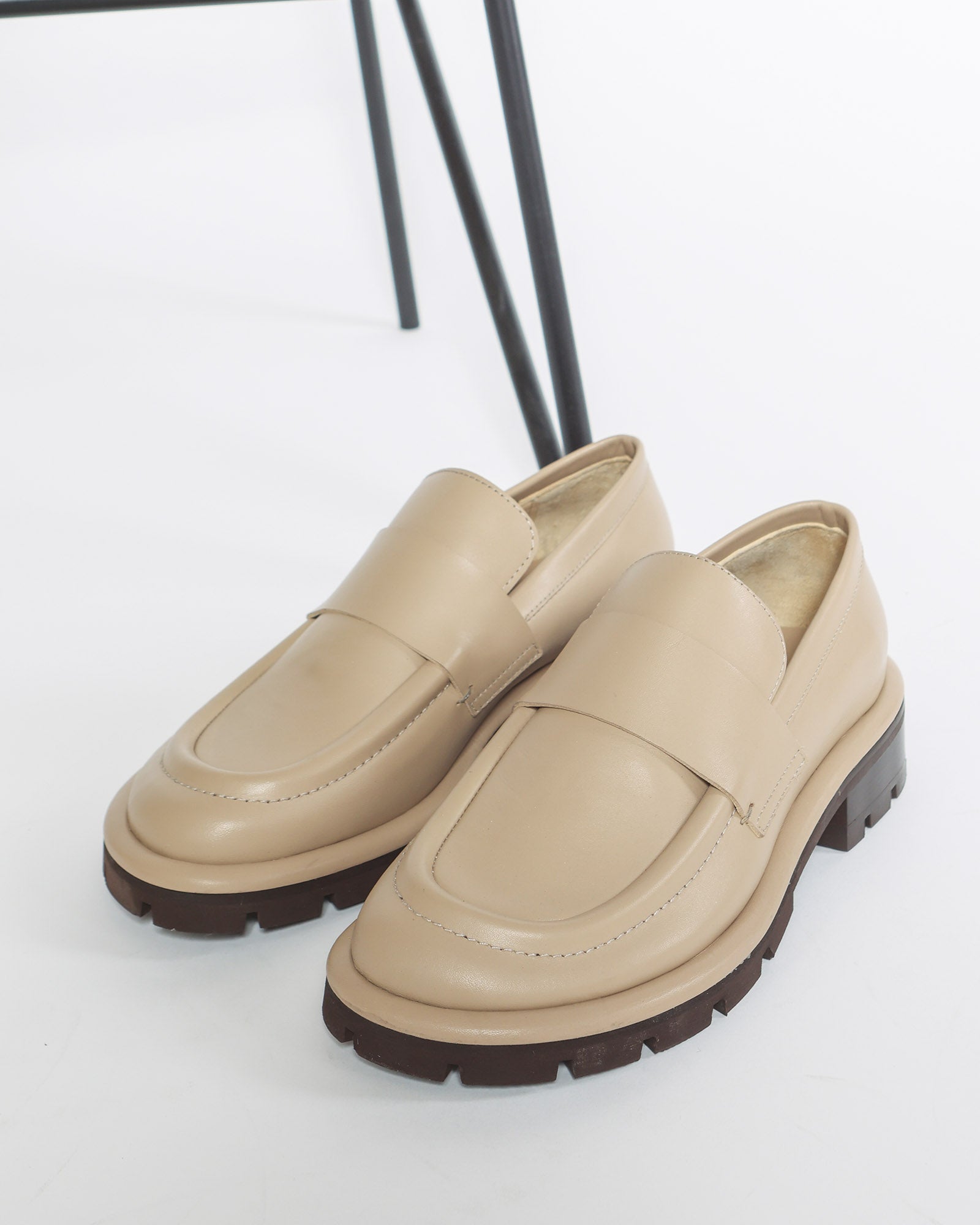 Pantofi Loafer NAOMI Chunky Piele Bej