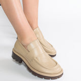 Pantofi Loafer NAOMI Chunky Piele Bej