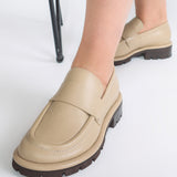 Pantofi Loafer NAOMI Chunky Piele Bej