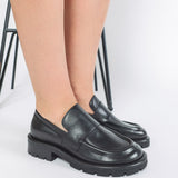Pantofi Loafer NAOMI Chunky Piele Neagra