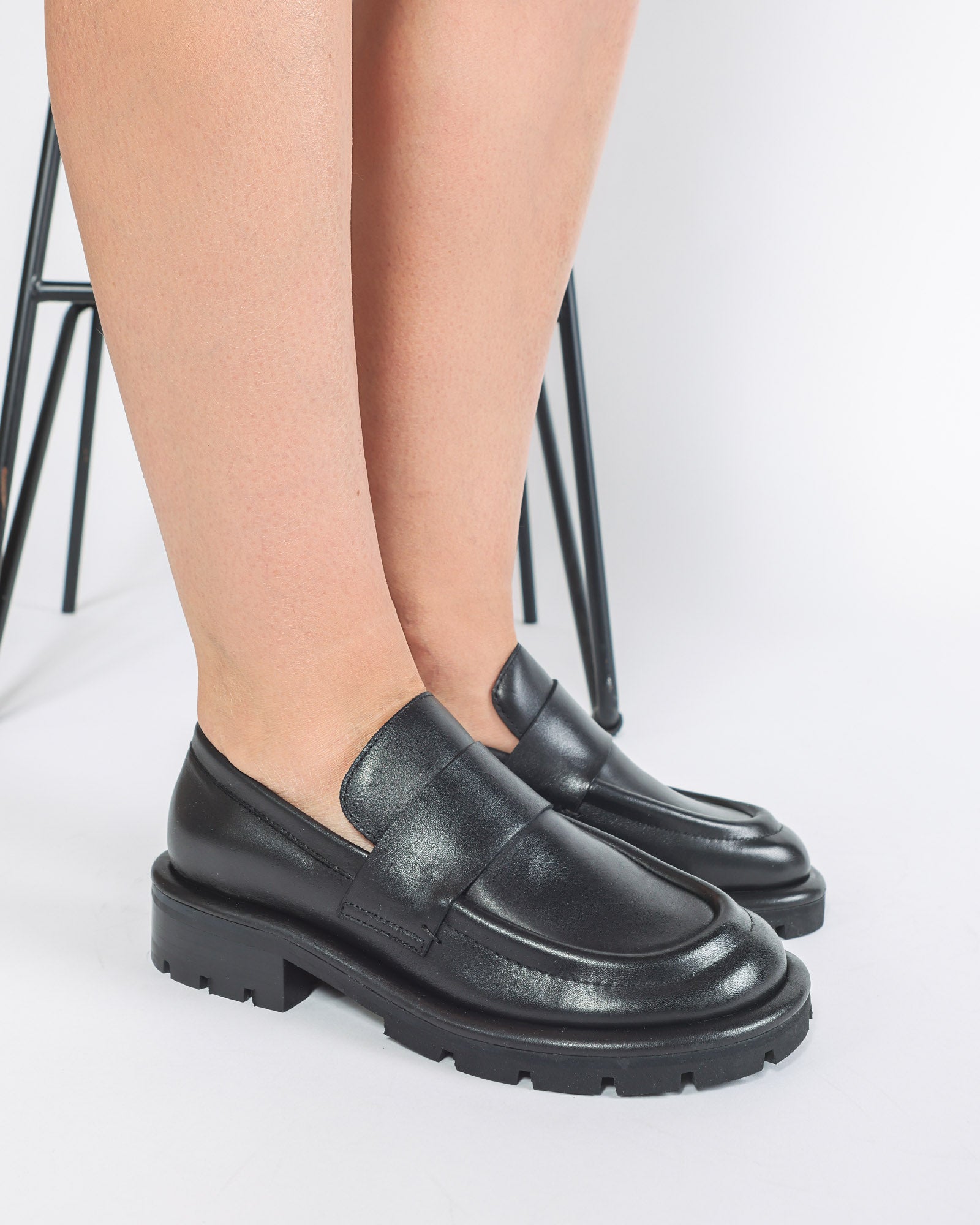 Pantofi Loafer NAOMI Chunky Piele Neagra