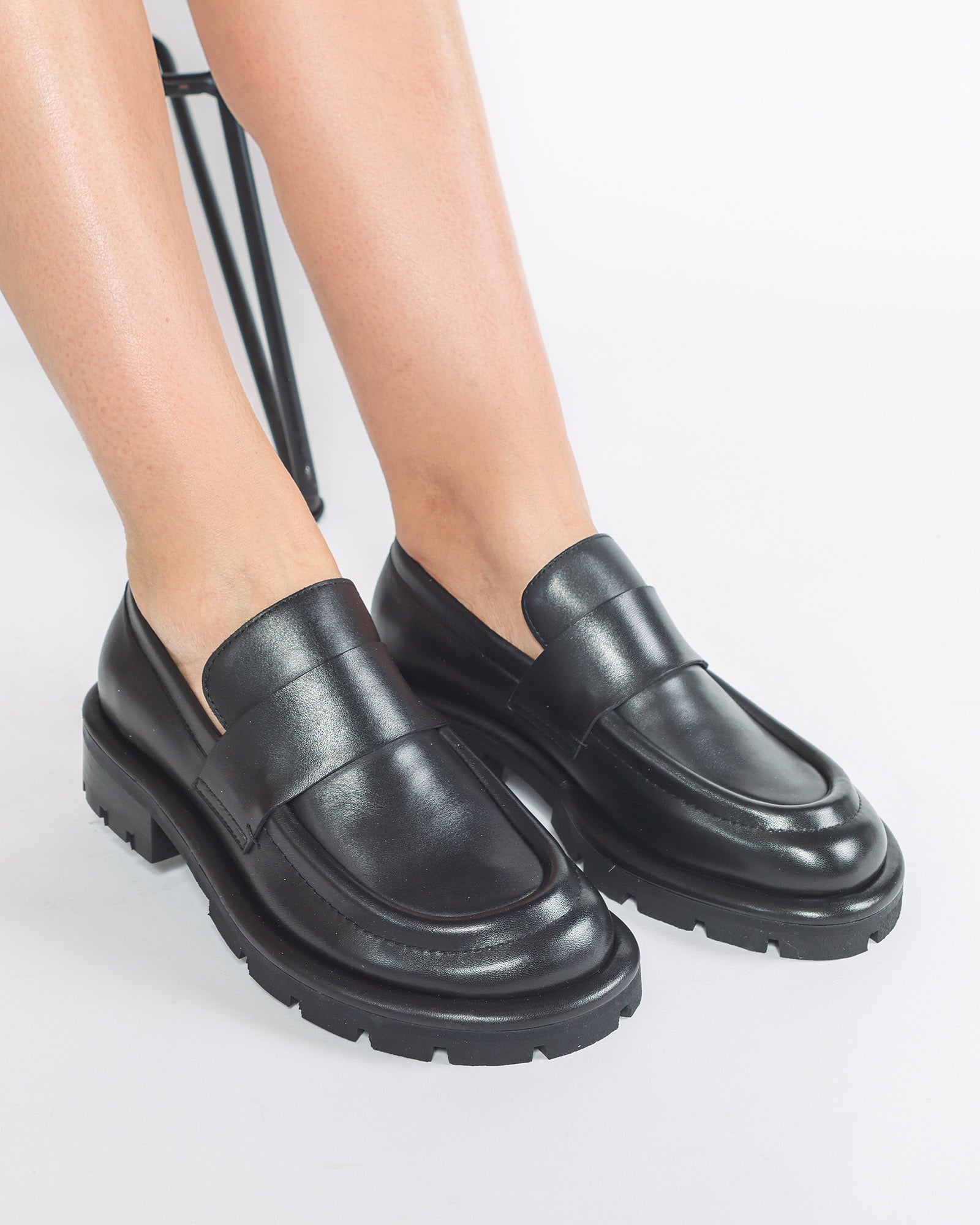 Pantofi Loafer NAOMI Chunky Piele Neagra