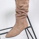 Cizme din piele intoarsa taupe Bellezza