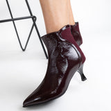 Ghete din Piele Burgundy Leya