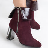 Ghete Elegante Cu Toc Patrat Betty Burgundy