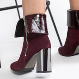 Ghete Elegante Cu Toc Patrat Betty Burgundy