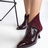 Ghete cu toc din piele lacuita Eleganza Burgundy