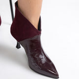 Ghete cu toc din piele lacuita Eleganza Burgundy