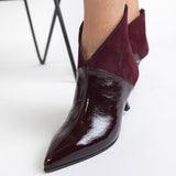 Ghete cu toc din piele lacuita Eleganza Burgundy