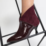 Ghete cu toc din piele lacuita Eleganza Burgundy