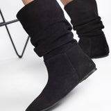 Cizme din piele intoarsa neagra Bellezza