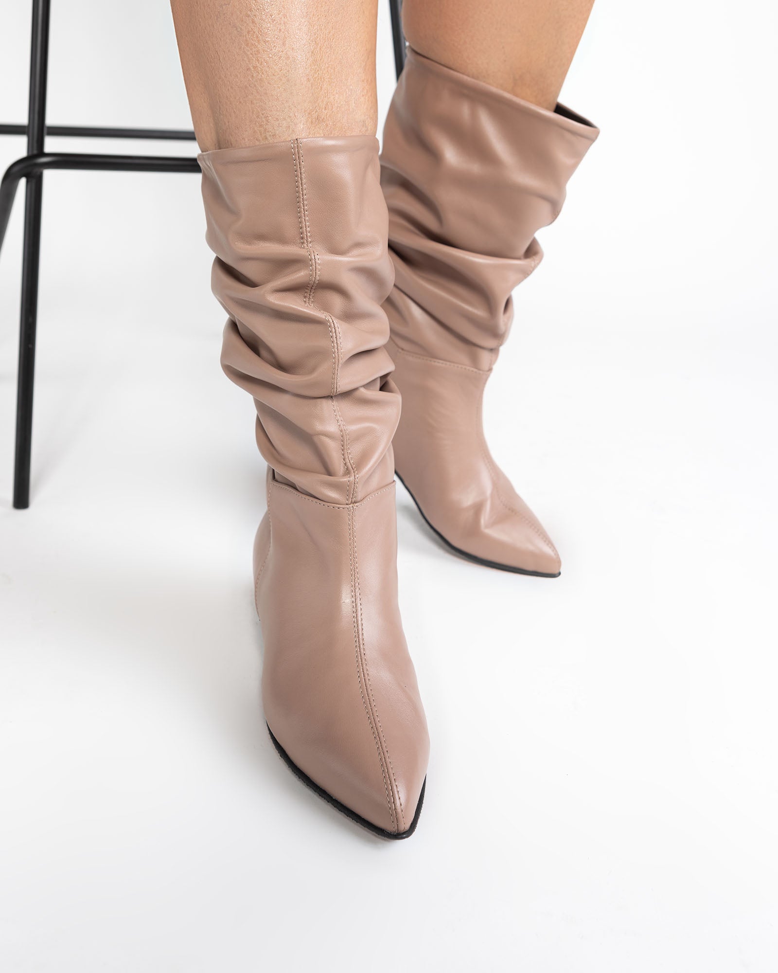 Cizme din piele taupe Bellezza