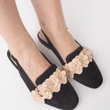 Balerini decupati din piele intoarsa Lola Black