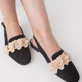 Balerini decupati din piele intoarsa Lola Black