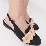 Balerini decupati din piele intoarsa Lola Black
