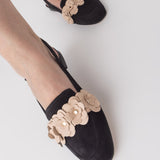 Balerini decupati din piele intoarsa Lola Black