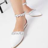 Balerini cu accesorii florale Serena White