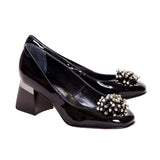 Pantofi office comozi cu accesoriu Sophie negru lac