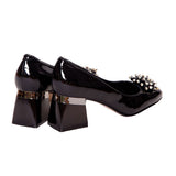 Pantofi office comozi cu accesoriu Sophie negru lac