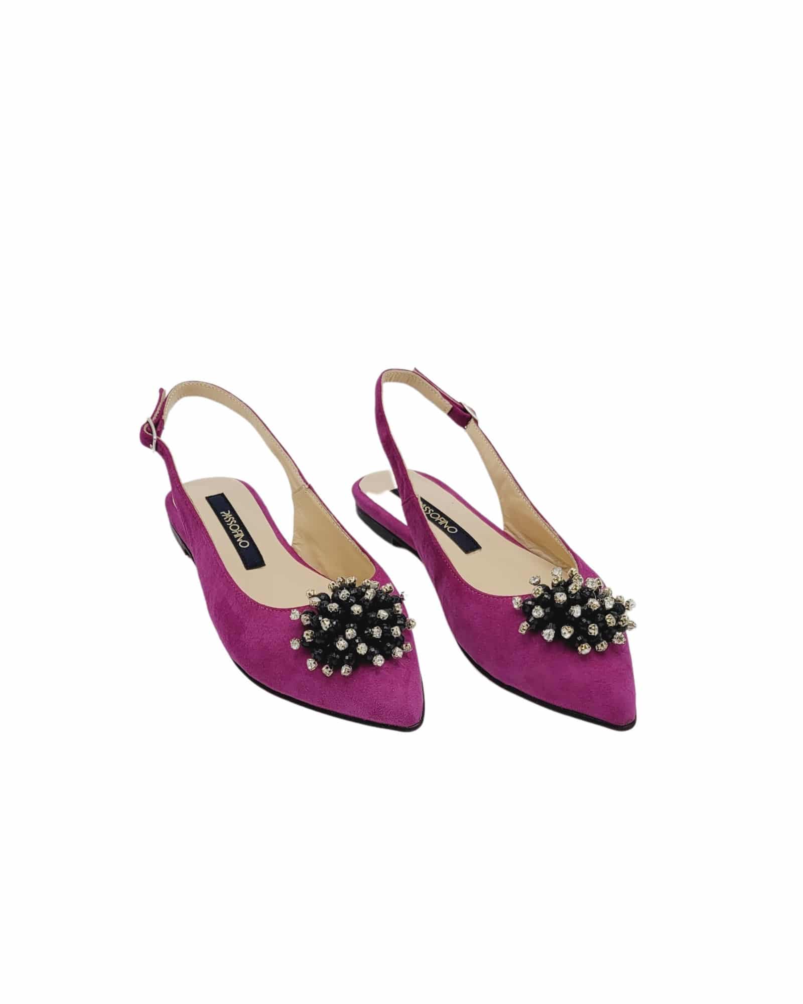 Balerin decupat din piele intoarsa FuchsiaPeace