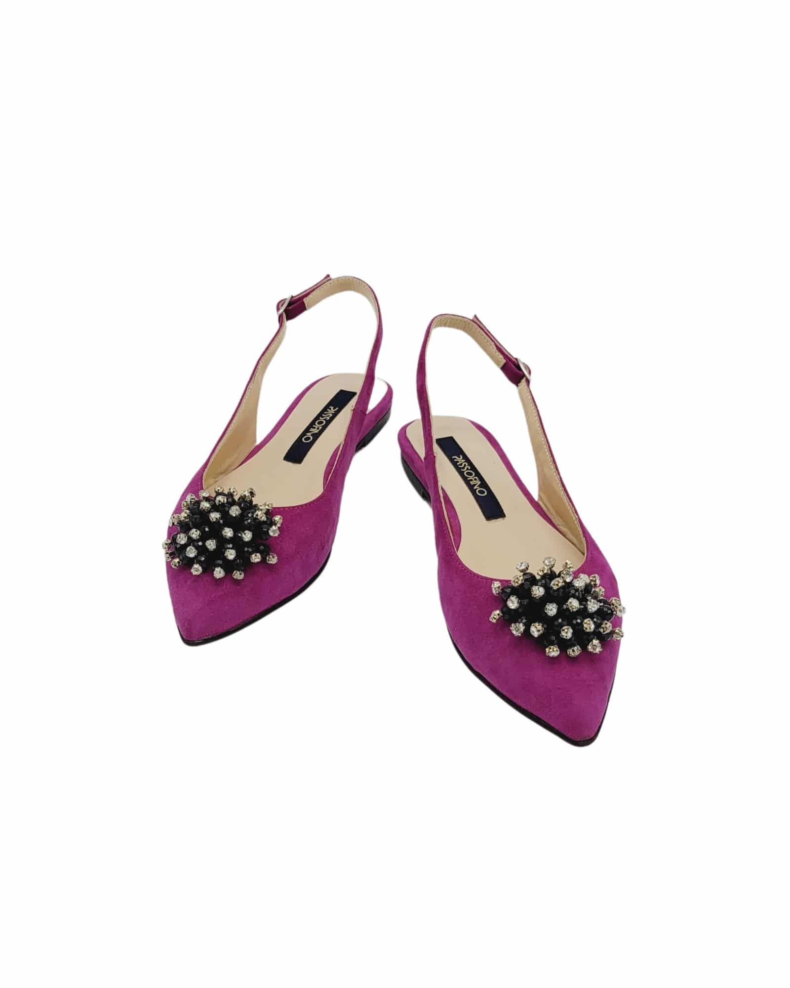 Balerin decupat din piele intoarsa FuchsiaPeace