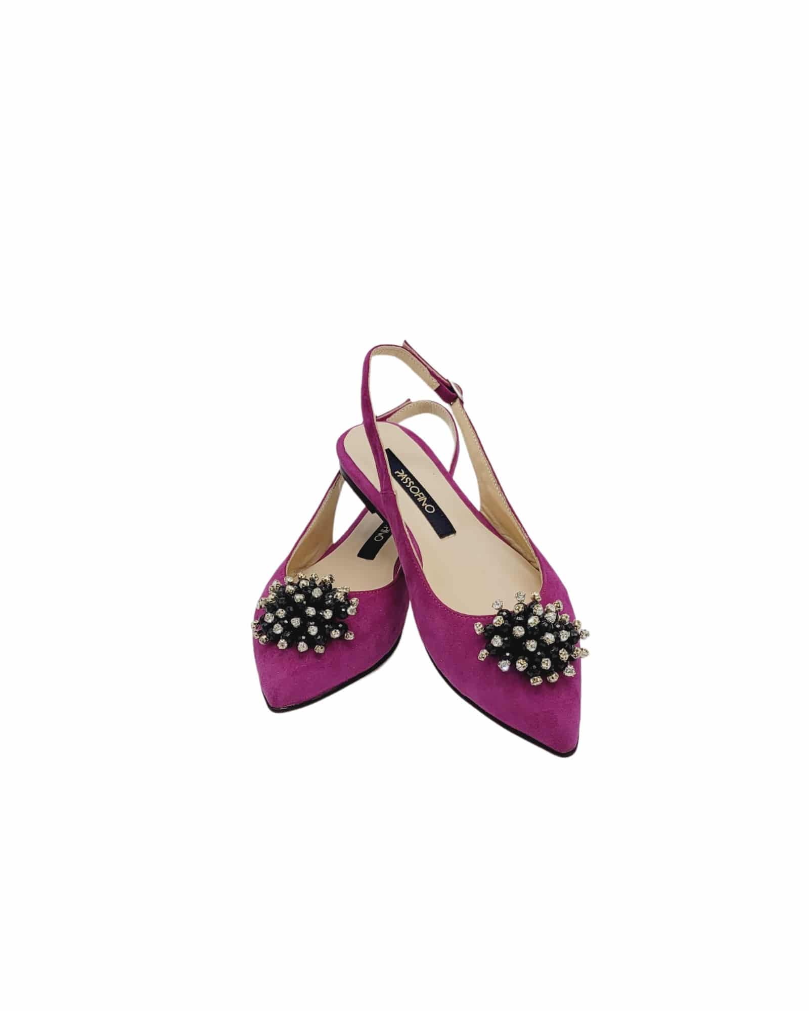 Balerin decupat din piele intoarsa FuchsiaPeace