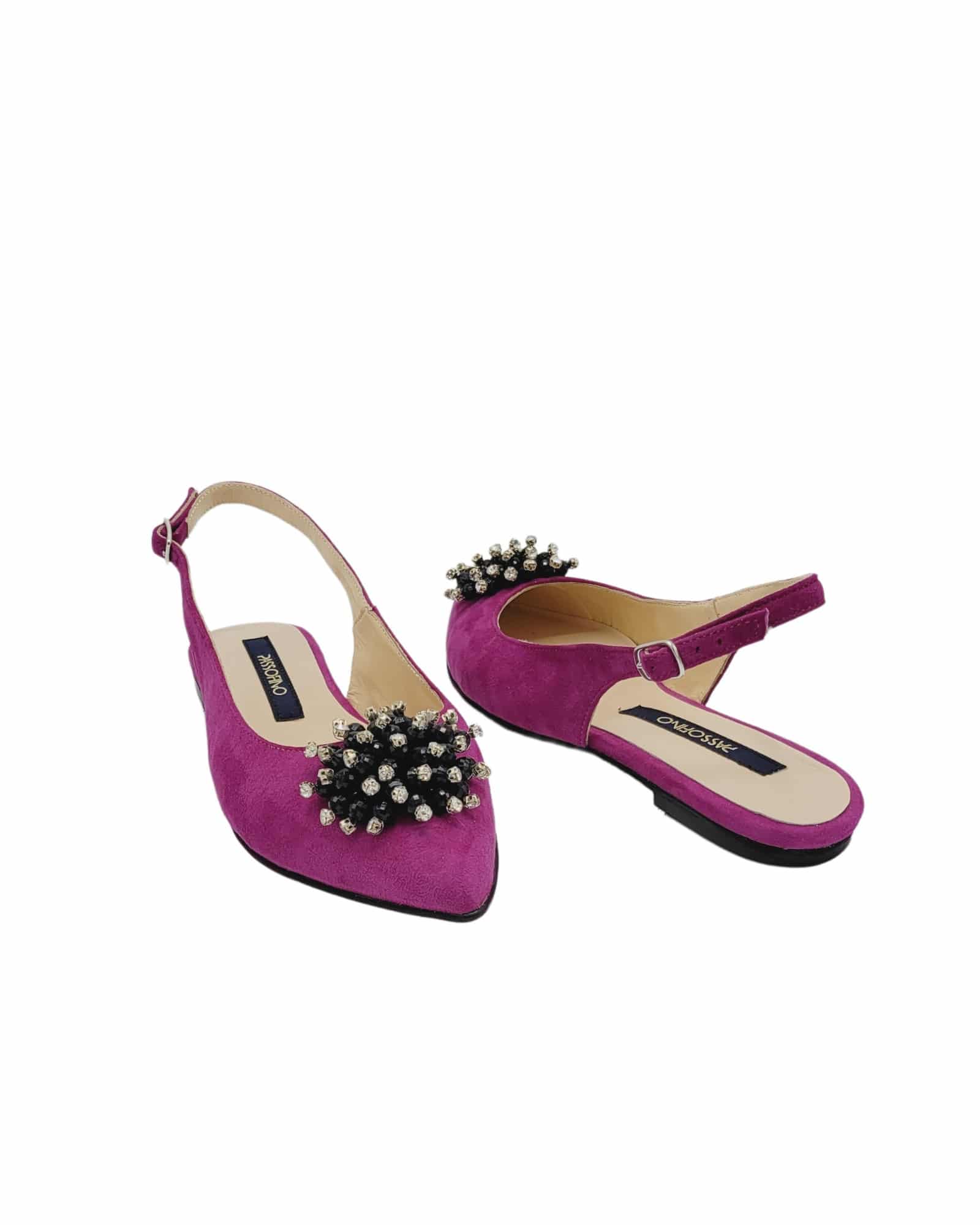 Balerin decupat din piele intoarsa FuchsiaPeace
