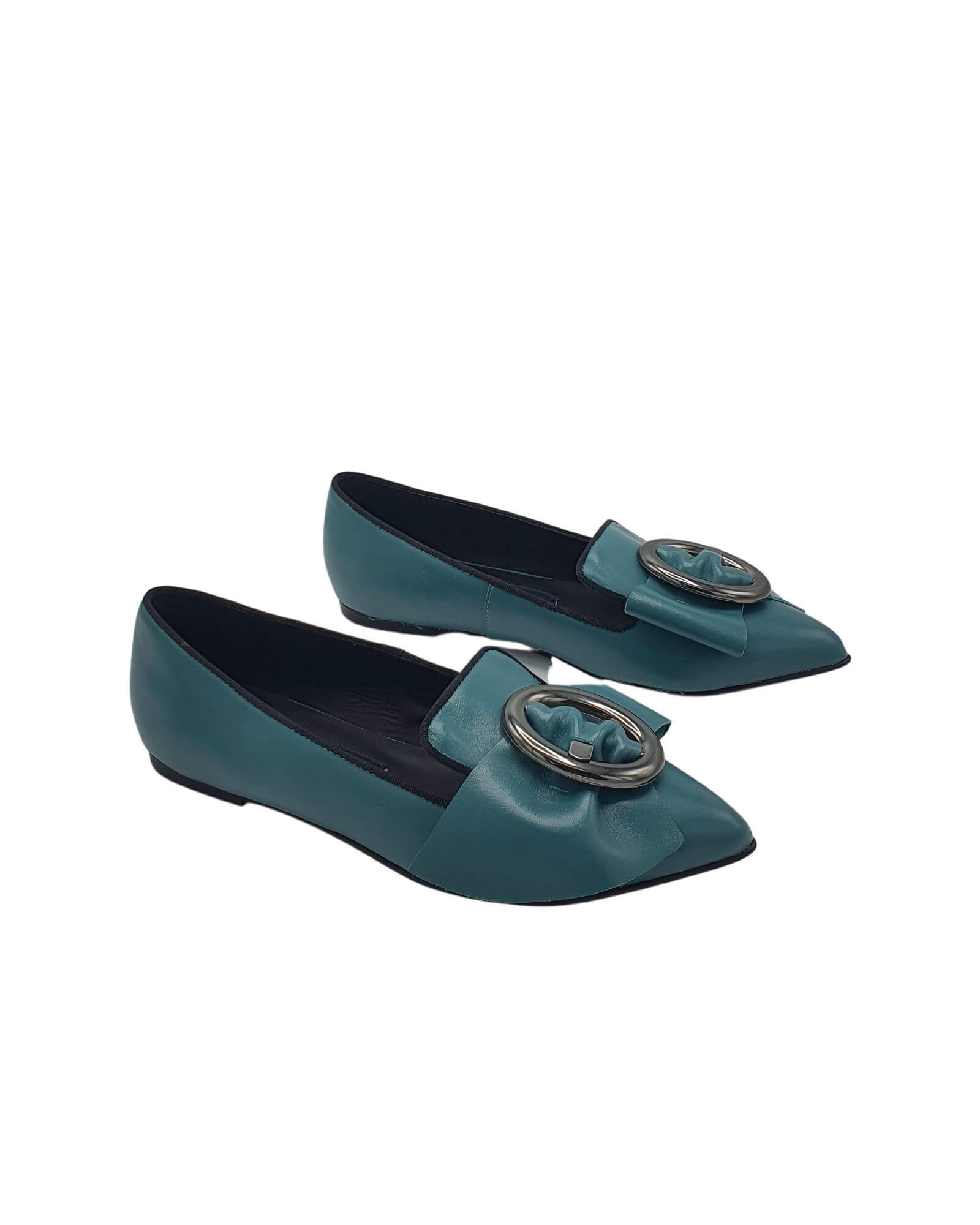 Balerini cu accesoriu oval Blake Turqoise