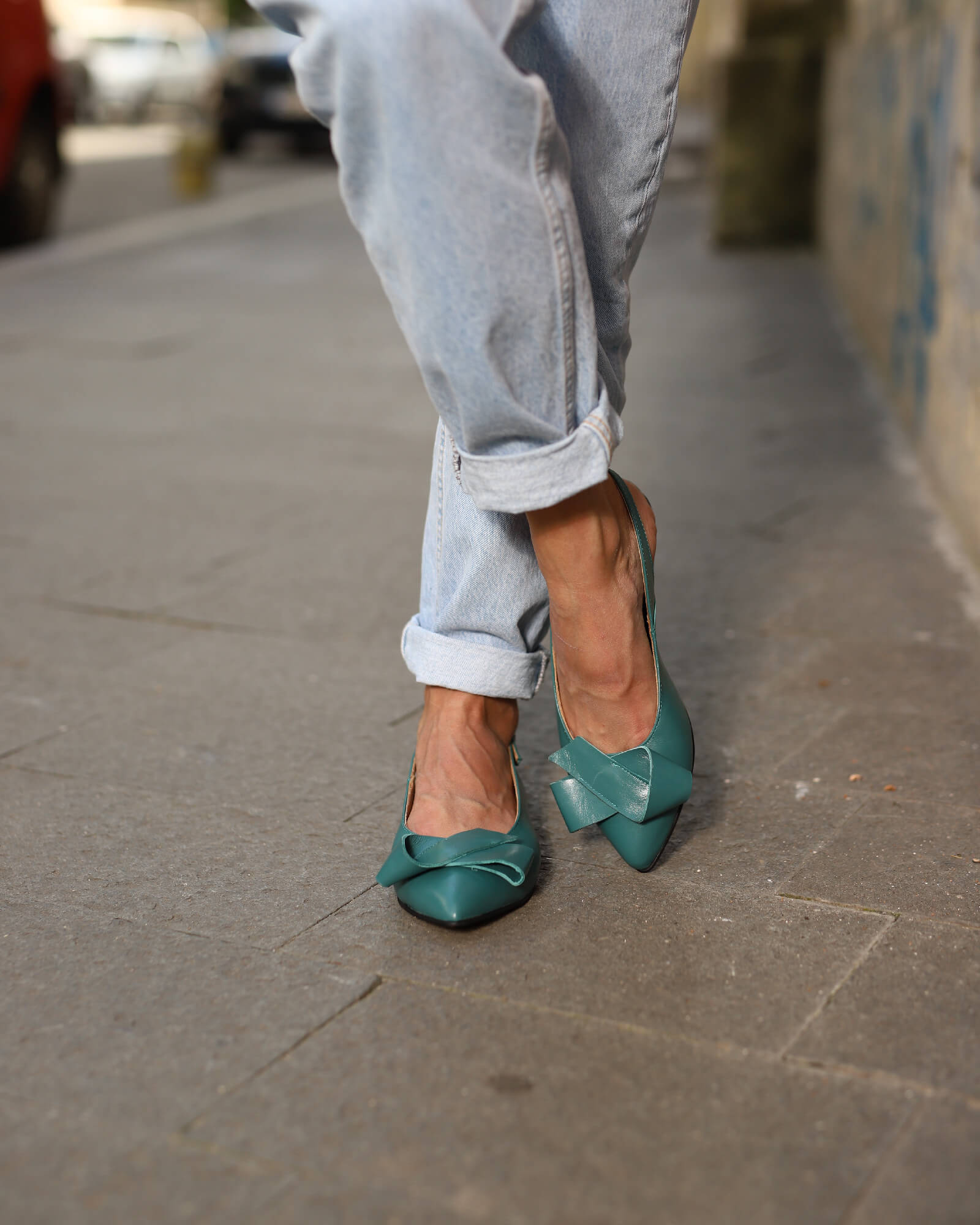 Balerini cu funda Joy Turquoise