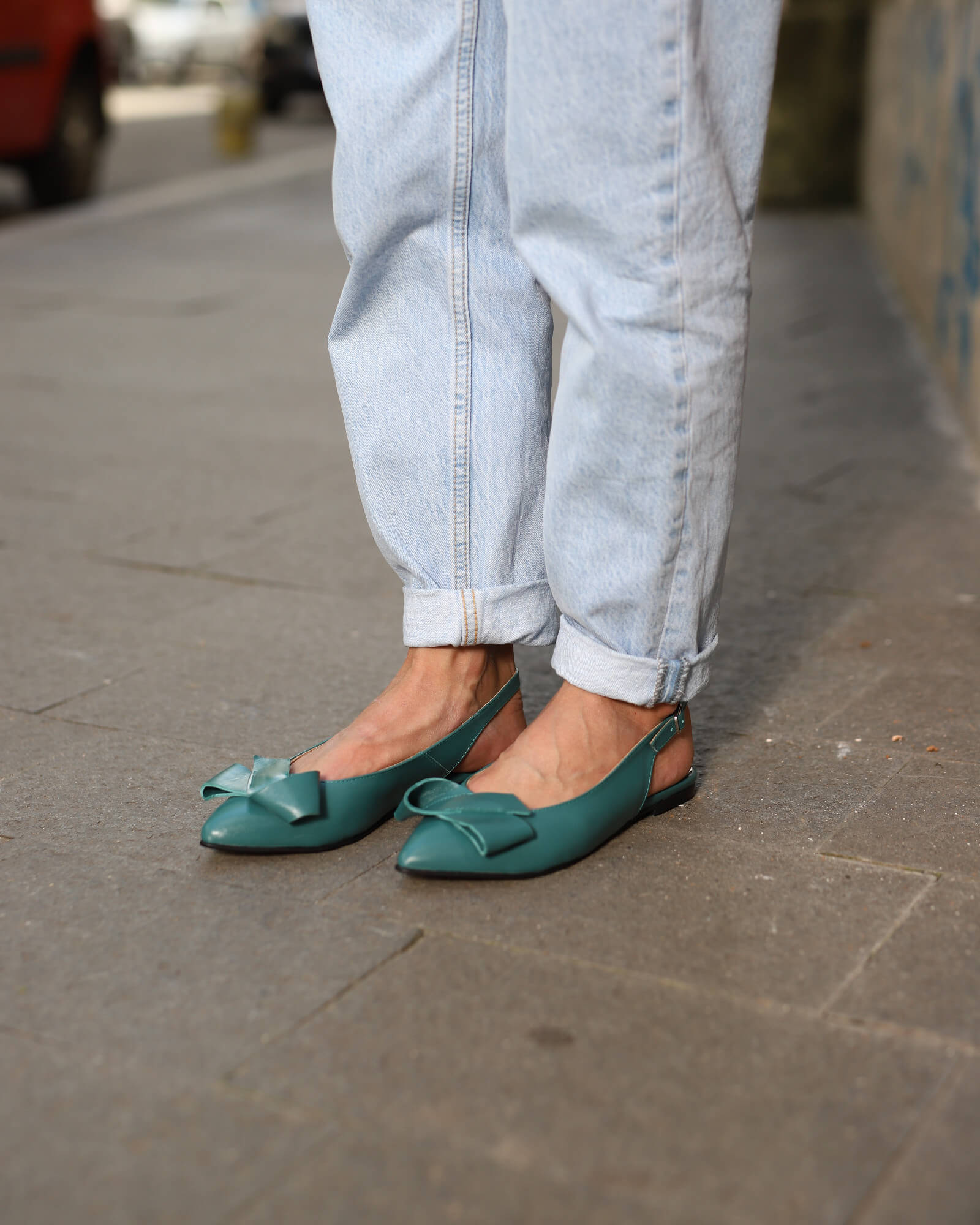 Balerini cu funda Joy Turquoise