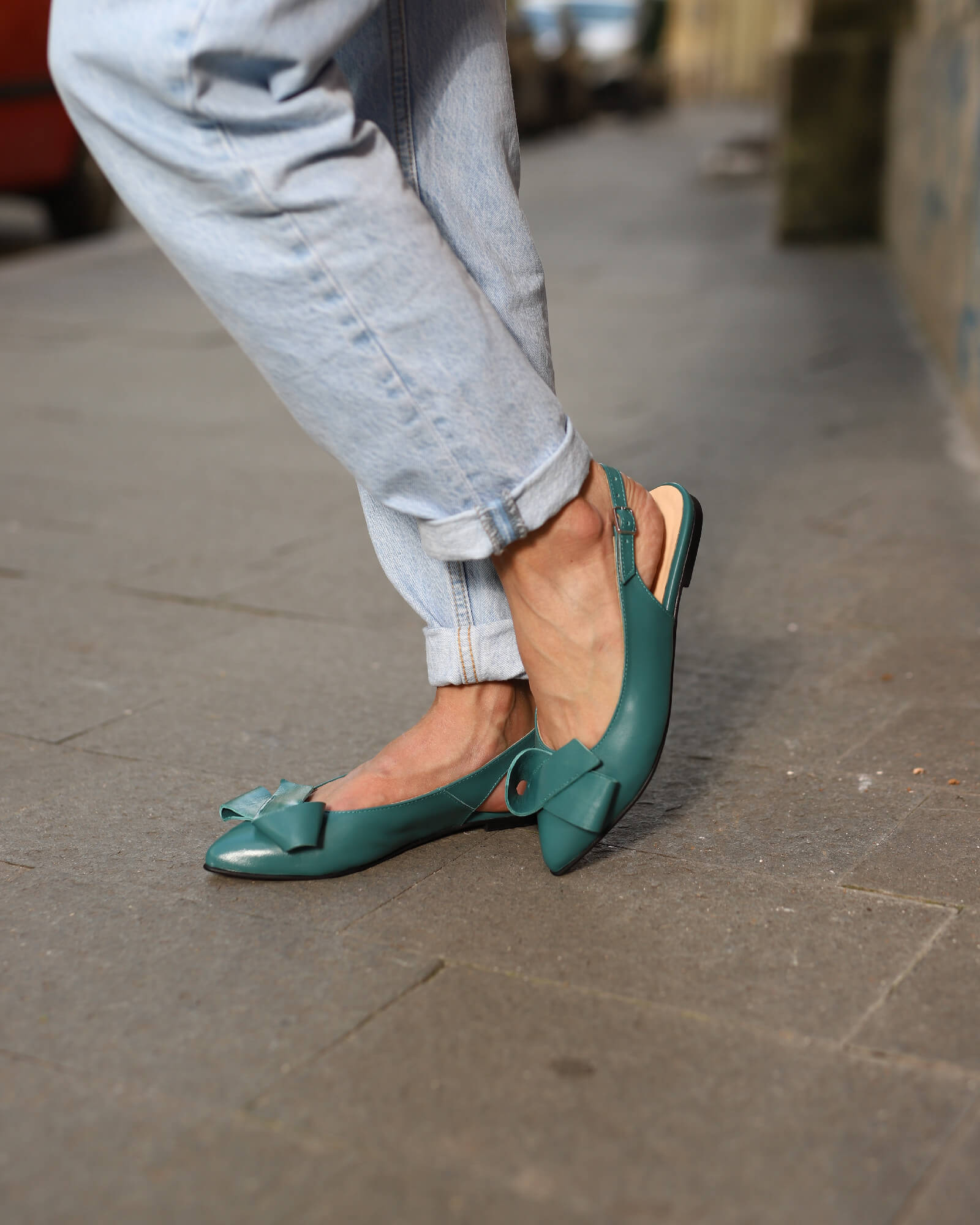 Balerini cu funda Joy Turquoise