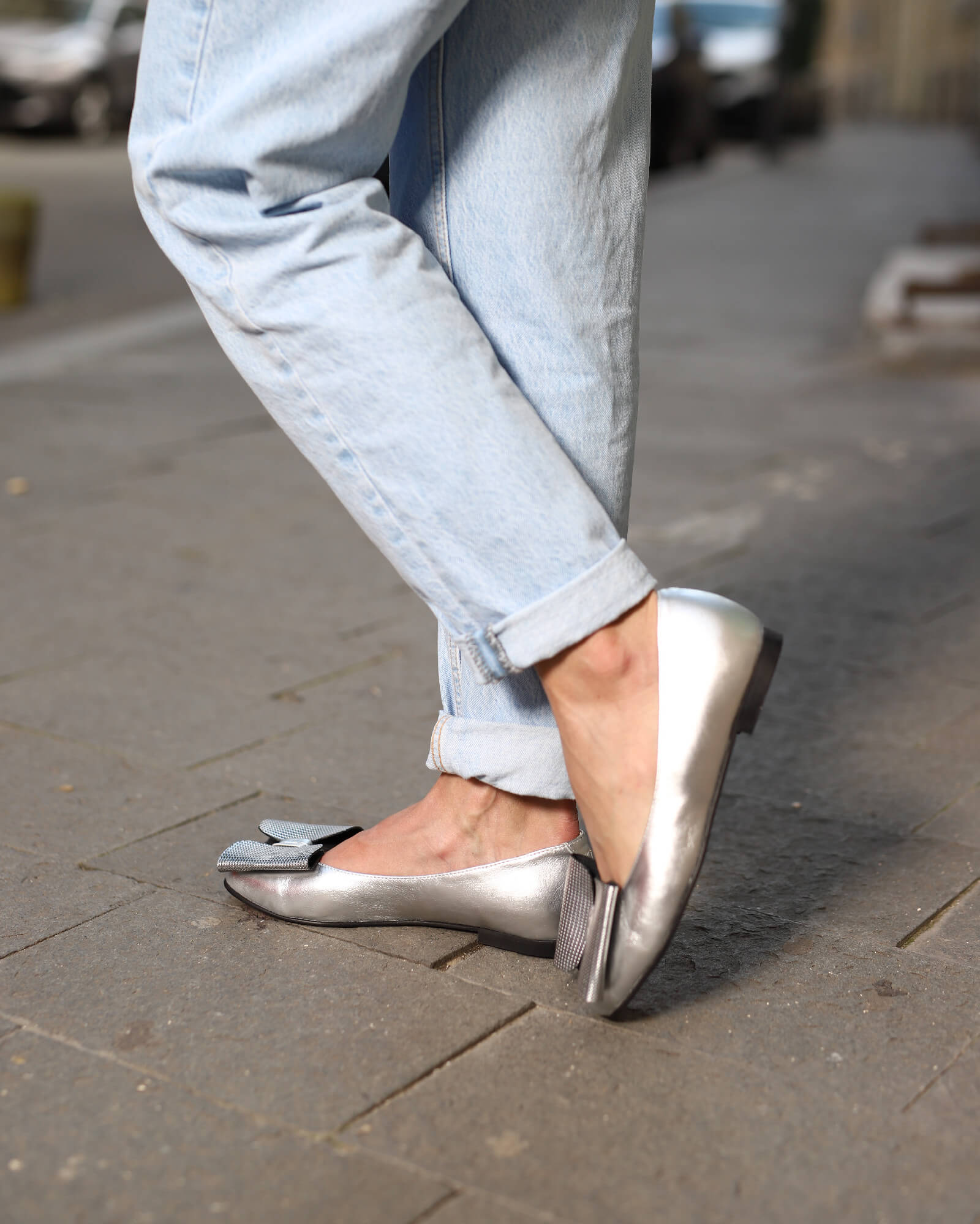 Balerini cu varf rotund Selene Silver