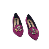 Balerini dama din piele intoarsa Glamour Fuchsia