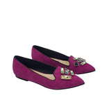 Balerini dama din piele intoarsa Glamour Fuchsia