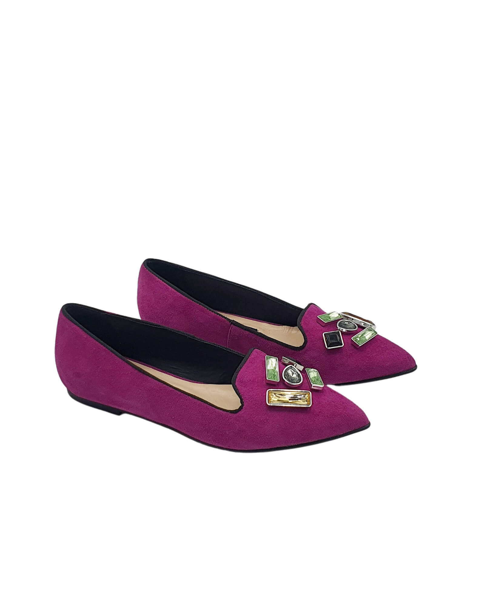 Balerini dama din piele intoarsa Glamour Fuchsia